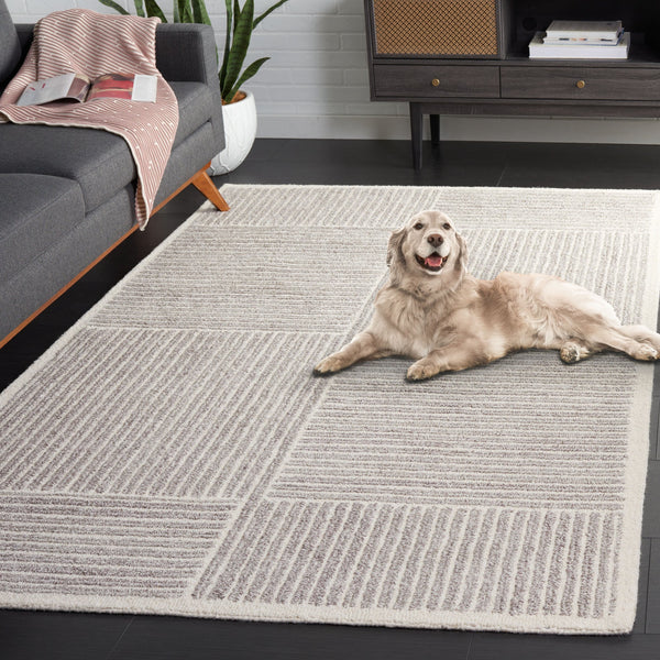 Safavieh Renewal Modern Hand-tufted Area Rug - Elegant Geometric Design For Stylish Home Décor Solutions Grey ,Ivory 60% Pet Yarn,30% Wool,10% Cotton Rnw208f-28