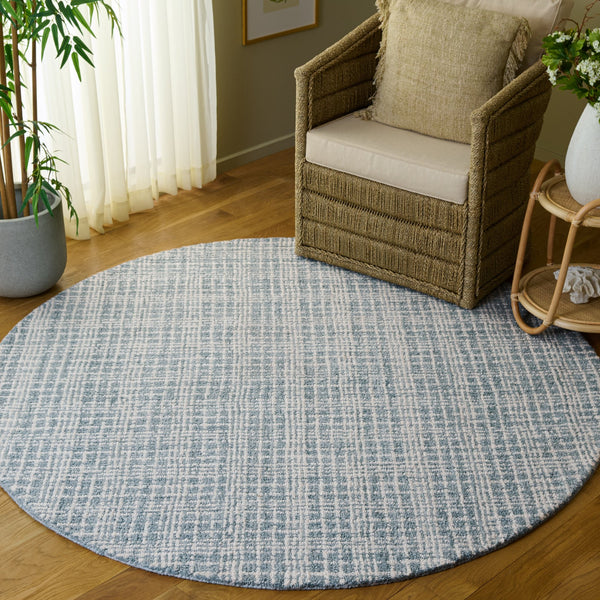 Safavieh Renewal Hand-Tufted Blue And Ivory Area Rug — Low-Profile Polyester Pile, Durable Contemporary Charm 6'-0" x 6'-0" RNW253M-6SQ