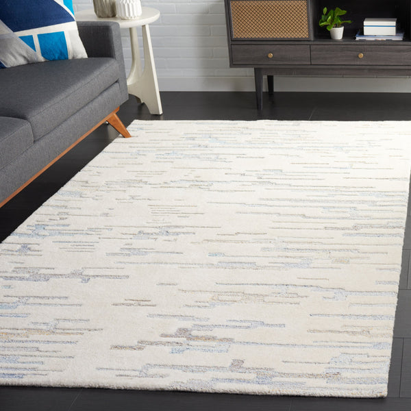 Safavieh Renewal Hand-tufted Area Rug - Elegant Abstract Design In Tranquil Hues For Luxurious Home Decor Ivory ,Light Blue 60% Wool,20% Pet,20% Cotton Rnw301a-4