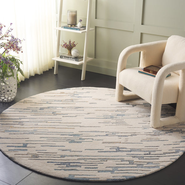 Safavieh Renewal Hand-tufted Area Rug - Elegant Abstract Design In Tranquil Hues For Luxurious Home Decor Ivory ,Light Blue 60% Wool,20% Pet,20% Cotton Rnw301a-4