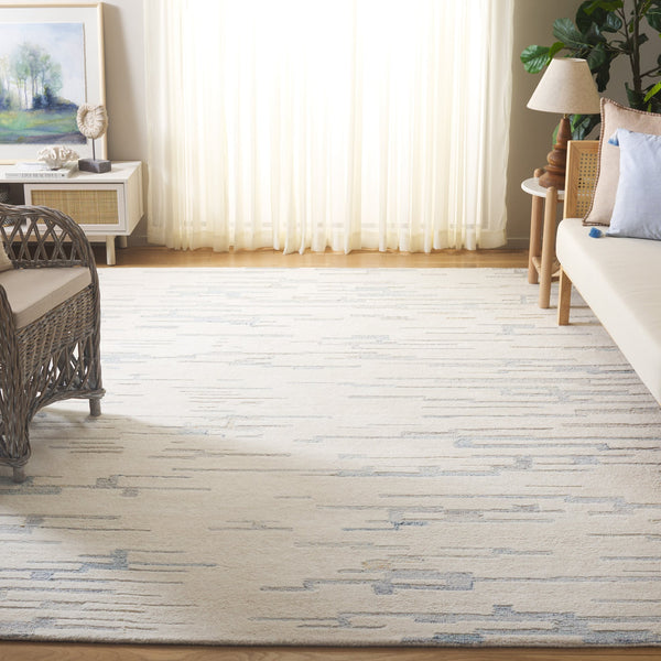 Safavieh Renewal Hand-tufted Area Rug - Elegant Abstract Design In Tranquil Hues For Luxurious Home Decor Ivory ,Light Blue 60% Wool,20% Pet,20% Cotton Rnw301a-4