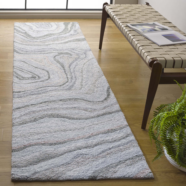 Safavieh Renewal Hand-tufted Runner Rug - Plush Abstract Design In Elegant Grey For Modern Home Décor Grey 80% Polyester,20% Cotton Rnw501f-28