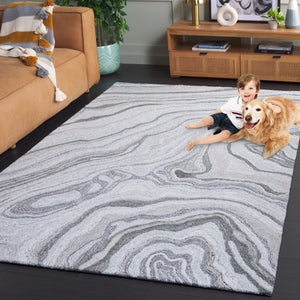 Safavieh Renewal Hand-tufted Runner Rug - Plush Abstract Design In Elegant Grey For Modern Home Décor Grey 80% Polyester,20% Cotton Rnw501f-5