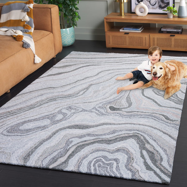 Safavieh Renewal Hand-tufted Runner Rug - Plush Abstract Design In Elegant Grey For Modern Home Décor Grey 80% Polyester,20% Cotton Rnw501f-5