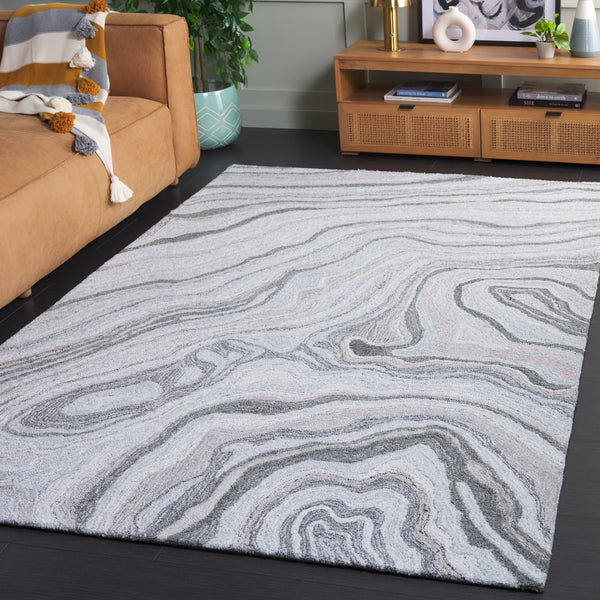 Safavieh Renewal Hand-tufted Runner Rug - Plush Abstract Design In Elegant Grey For Modern Home Décor Grey 80% Polyester,20% Cotton Rnw501f-5