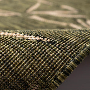 Trans Ocean Liora Manne Carmel Botanical Leaf Indoor/Outdoor Area Rug With Elegant Bamboo Border Design Green Polypropylene,Polyester Crer8848806