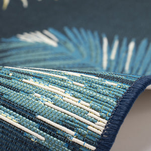 Trans Ocean Liora Esencia Palm Border Indoor/Outdoor Non-slip Mat With Tropical Botanical Design For Serenity Navy Polypropylene,Polyester Ecn23815133