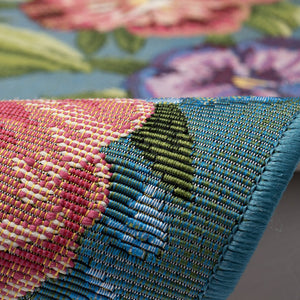 Trans Ocean Liora Manne Esencia Secret Garden Mat - Vibrant Botanical Design For Indoor/Outdoor Spaces Blue Polypropylene,Polyester Ecn23958904