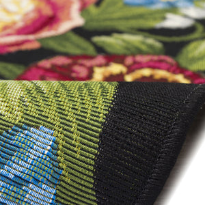 Trans Ocean Liora Manne Esencia Secret Garden Mat - Vibrant Botanical Design For Indoor/Outdoor Spaces Black Polypropylene,Polyester Ecn34958948