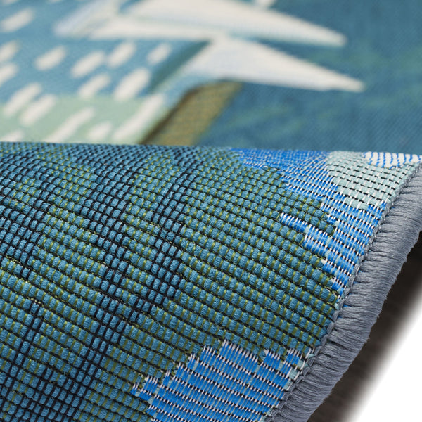 Trans Ocean Liora Manne Esencia Lake Life Indoor/Outdoor Mat - Whimsical Sailboats For Your Home Or Patio Blue Polypropylene,Polyester Ecn23959103