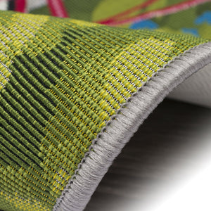 Trans Ocean Liora Manne Esencia Summer Ride Indoor/Outdoor Mat - Whimsical Bike Design With Floral Accents Blue Polypropylene,Polyester Ecn23960003