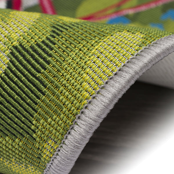 Trans Ocean Liora Manne Esencia Summer Ride Indoor/Outdoor Mat - Whimsical Bike Design With Floral Accents Blue Polypropylene,Polyester Ecn23960003