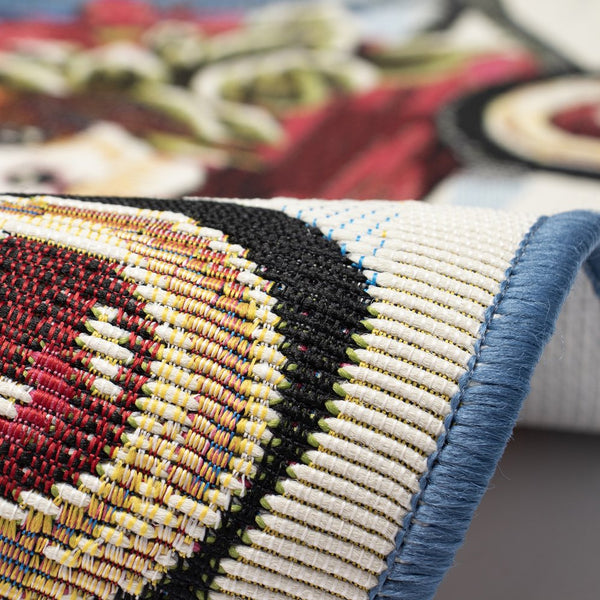 Trans Ocean Liora Manne Esencia Wagon Wonderland Indoor/Outdoor Mat With Adorable Puppies And Holiday Charm Blue Polypropylene,Polyester Ecn34963903