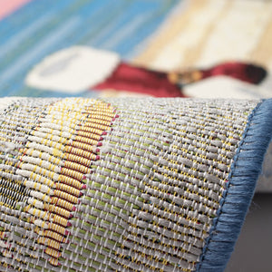 Trans Ocean Liora Manne Esencia Santa Siesta Indoor/Outdoor Mat - Whimsical Beach Scene For Holiday Cheer Blue Polypropylene,Polyester Ecn34964104