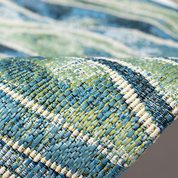 Trans Ocean Liora Manne Esencia Wave Indoor/Outdoor Mat - Contemporary Abstract Design In Soothing Blue Hues Blue Polypropylene,Polyester Ecn23966204