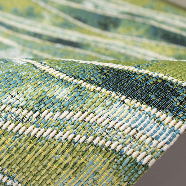 Trans Ocean Liora Manne Esencia Wave Indoor/Outdoor Mat - Contemporary Abstract Design In Soothing Blue Hues Green Polypropylene,Polyester Ecn23966206