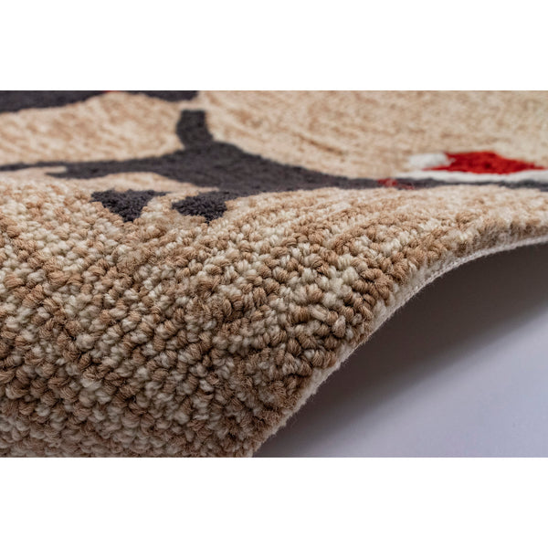 Trans Ocean Liora Manne Frontporch Whimsical Christmas Mat Featuring Three Dogs In Santa Hats For Festive Decor Natural Polyester,Acrylic Ftp23185712