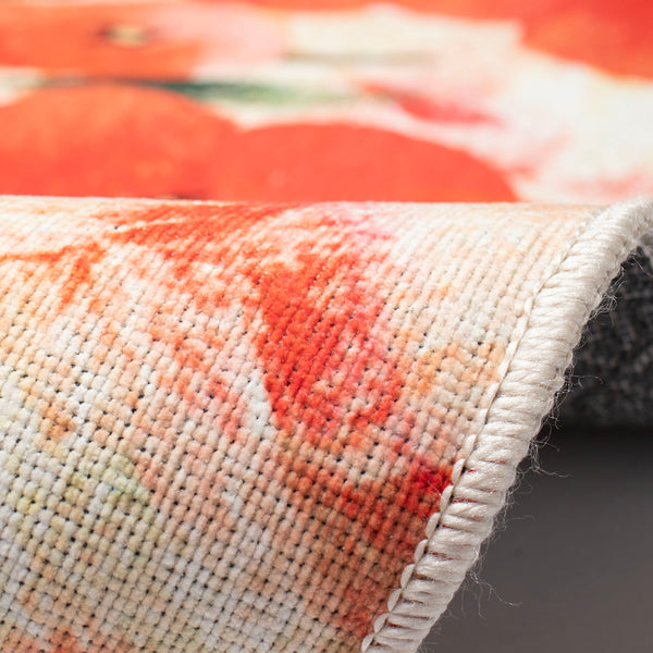 Trans Ocean Liora Manne Impressions Poppies Indoor Mat - Vibrant Floral Design On Marled Gold Background Red Polyester Iprr5292524