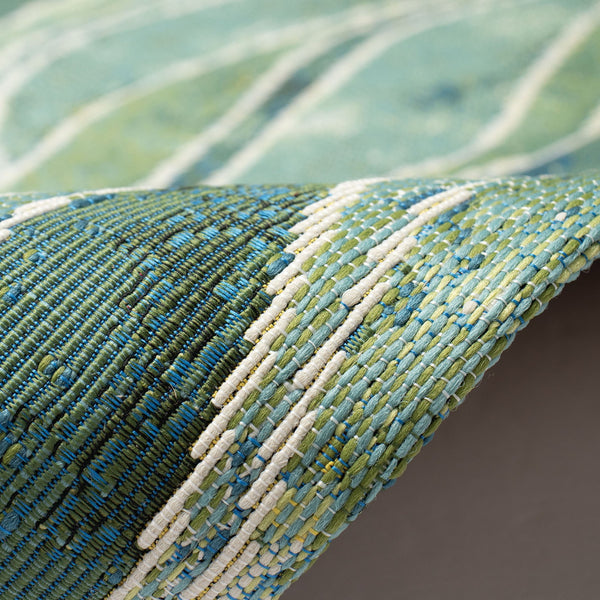 Trans Ocean Liora Manne Wave Indoor/Outdoor Area Rug - Contemporary Abstract Design In Soothing Blue Hues Green Polypropylene,Polyester Mnar8966206
