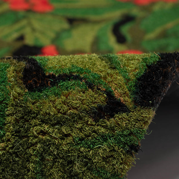 Trans Ocean Liora Manne Natura Hollyberries Outdoor Mat - Festive Black Design With Green Leaves & Red Berries Black Coir Ntr12253848
