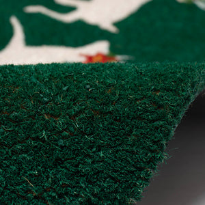 Trans Ocean Liora Manne Natura Christmas Outdoor Mat - Festive Deer & Poinsettia Design For Holiday Cheer 1'6"X2'6" Green Coir Ntr12254116