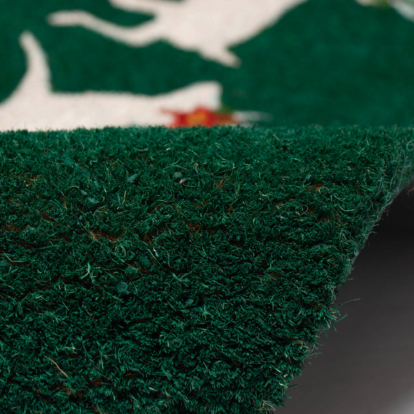 Trans Ocean Liora Manne Natura Christmas Outdoor Mat - Festive Deer & Poinsettia Design For Holiday Cheer 1'6"X2'6" Green Coir Ntr12254116