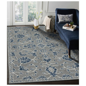 Amer Rugs Romania Hand-hooked Floral Area Rug In Luxurious Wool, Perfect For Stylish Home Décor And Comfort Gray,Blue Wool Rom10203