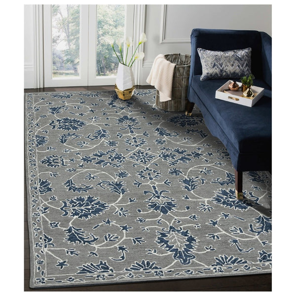 Amer Rugs Romania Hand-hooked Floral Area Rug In Luxurious Wool, Perfect For Stylish Home Décor And Comfort Gray,Blue Wool Rom10203