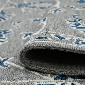 Amer Rugs Romania Hand-hooked Floral Area Rug In Luxurious Wool, Perfect For Stylish Home Décor And Comfort Gray,Blue Wool Rom10203