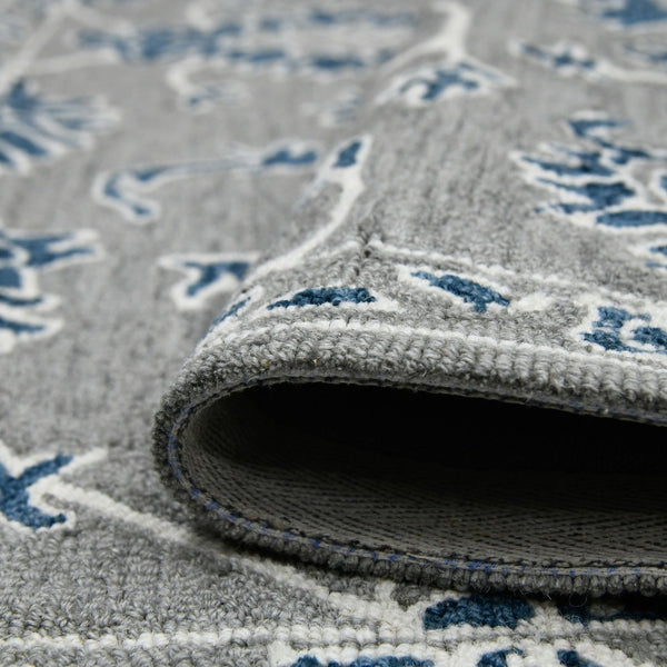 Amer Rugs Romania Hand-hooked Floral Area Rug In Luxurious Wool, Perfect For Stylish Home Décor And Comfort Gray,Blue Wool Rom10203