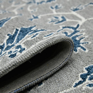 Amer Rugs Romania Hand-hooked Floral Area Rug In Luxurious Wool, Perfect For Stylish Home Décor And Comfort Gray,Blue Wool Rom10203