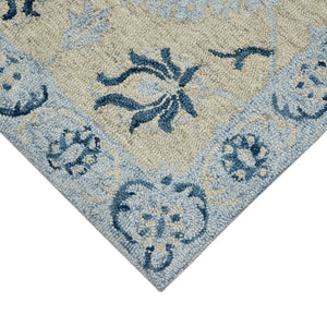Amer Rugs Romania Hand-hooked Floral Area Rug In Luxurious Wool, Perfect For Stylish Home Décor And Comfort Light Blue Wool Rom20203