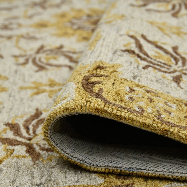 Amer Rugs Romania Hand-hooked Floral Area Rug In Luxurious Wool, Perfect For Stylish Home Décor And Comfort Gold Wool Rom30203