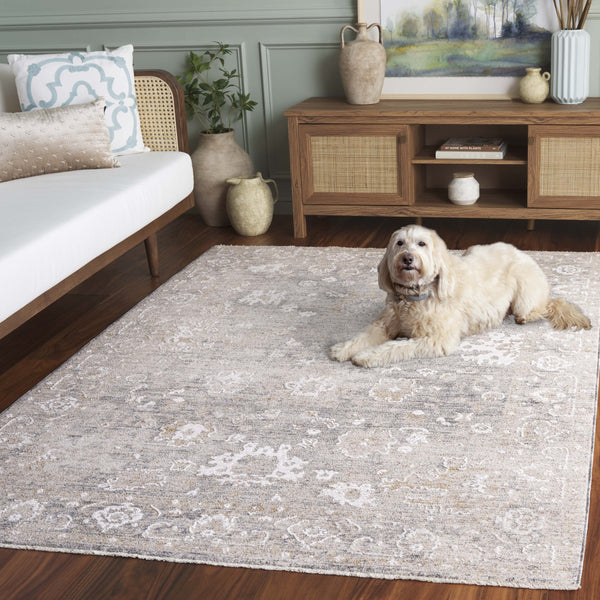 Safavieh Romance Contemporary Grey & Ivory Runner Rug — Low-Profile, Stain-Resistant Polyester Pile, Turkish Craftsmanship 2'-0" x 8'-0" ROM310F-28