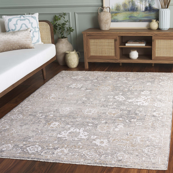 Safavieh Romance Contemporary Grey & Ivory Runner Rug — Low-Profile, Stain-Resistant Polyester Pile, Turkish Craftsmanship 2'-0" x 8'-0" ROM310F-28