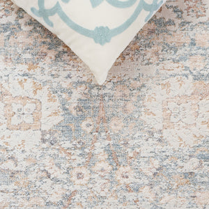 Safavieh Romance Blue Beige Ivory Runner — Low-Profile Durable Power-Loomed Hallway Rug, Transitional Style 2'-0" x 8'-0" ROM312M-28