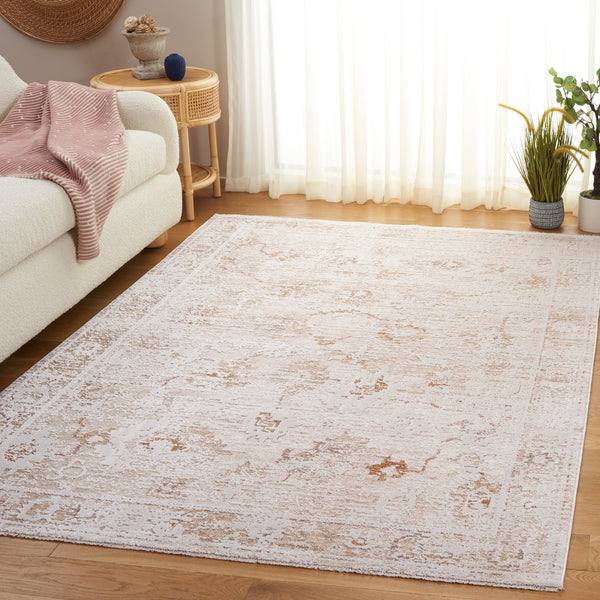 Safavieh Romance Transitional Ivory Runner With Beige & Rust Accents — Low-Profile, Durable Polyester Pile For Hallways 2'-0" x 8'-0" ROM316A-28