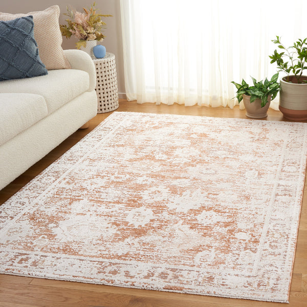Safavieh Romance Low‑Profile Power‑Loomed Runner In Rust & Beige‑Ivory — Transitional, Durable, Easy‑Care Elegance 2'-0" x 8'-0" ROM316P-28