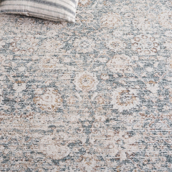 Safavieh Romance Transitional Blue And Ivory Area Rug — Low-Profile Polyester Pile, Power-Loomed Turkish Craftsmanship 5'-3" x 7'-6" ROM320M-5