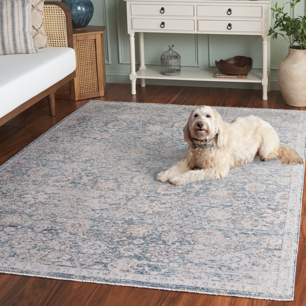 Safavieh Romance Elegant Blue & Ivory Runner Rug, Low-Profile Power-Loomed Polyester Pile For High-Traffic Areas 2'-0" x 8'-0" ROM320M-28