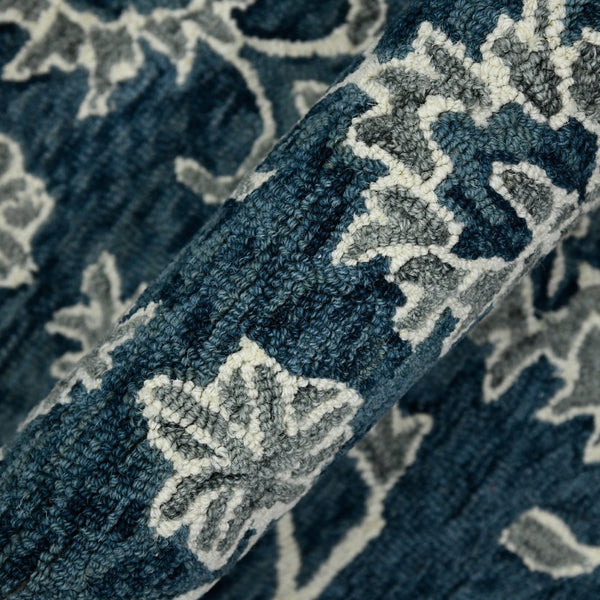 Amer Rugs Romania Hand-hooked Floral Area Rug In Luxurious Wool, Perfect For Stylish Home Décor And Comfort Navy Wool Rom40203