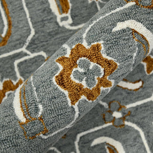 Amer Rugs Romania Hand-hooked Floral Area Rug In Luxurious Wool, Perfect For Stylish Home Décor And Comfort Orange,Gray Wool Rom50203