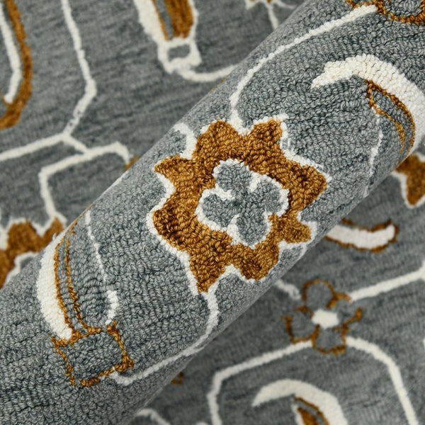 Amer Rugs Romania Hand-hooked Floral Area Rug In Luxurious Wool, Perfect For Stylish Home Décor And Comfort Orange,Gray Wool Rom50203