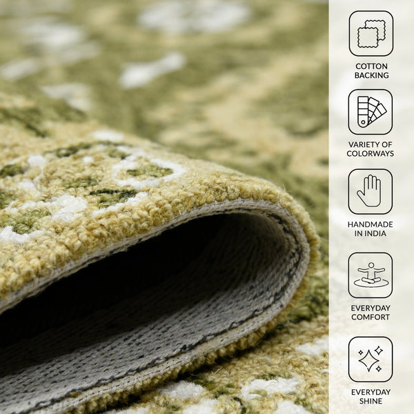 Amer Rugs Romania Hand-hooked Floral Area Rug In Luxurious Wool, Perfect For Stylish Home Décor And Comfort Olive Green Wool Rom60203