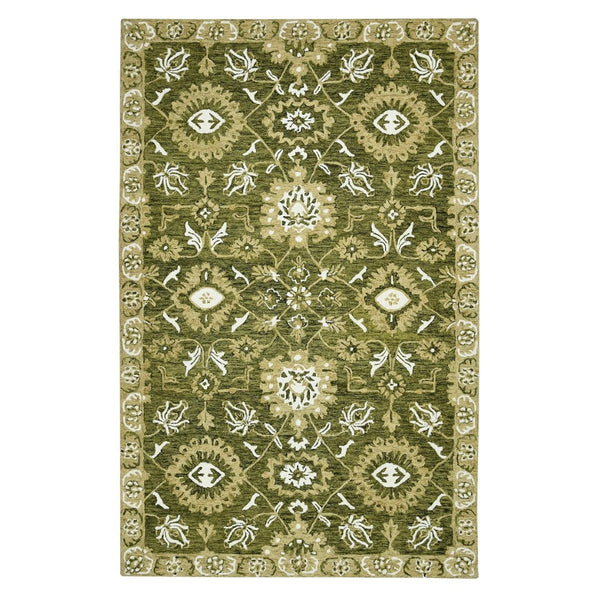 Amer Rugs Romania Hand-hooked Floral Area Rug In Luxurious Wool, Perfect For Stylish Home Décor And Comfort Olive Green Wool Rom60203
