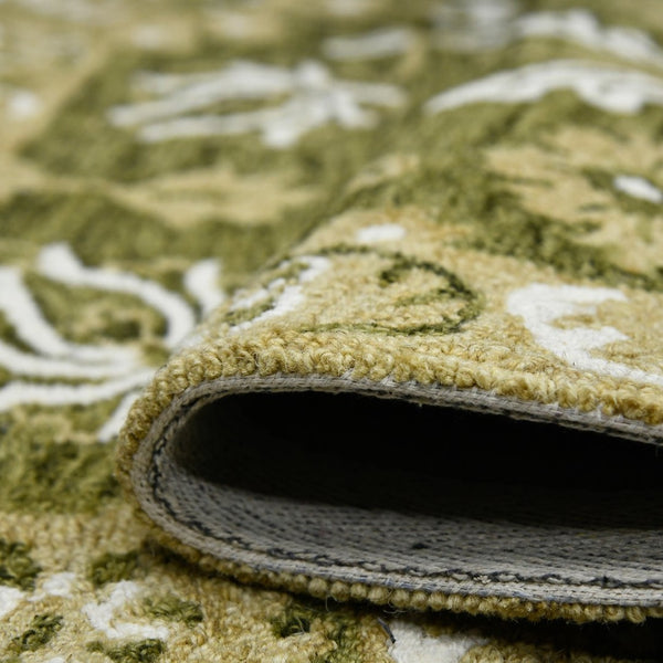 Amer Rugs Romania Hand-hooked Floral Area Rug In Luxurious Wool, Perfect For Stylish Home Décor And Comfort Olive Green Wool Rom60203