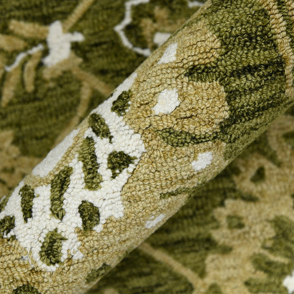 Amer Rugs Romania Hand-hooked Floral Area Rug In Luxurious Wool, Perfect For Stylish Home Décor And Comfort Olive Green Wool Rom60203