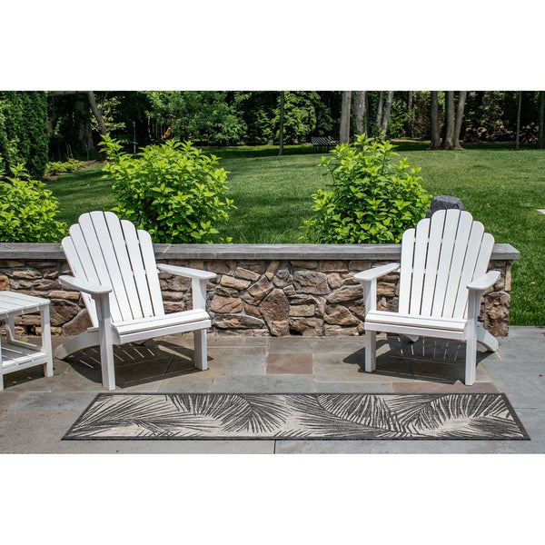 Trans Ocean Liora Manne Carmel Fronds Botanical Indoor/Outdoor Area Rug - Elegant Transitional Design For Any Space Black Polypropylene,Polyester Crer5847448