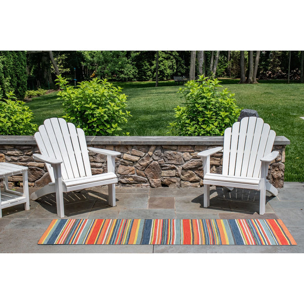 Trans Ocean Liora Manne Sonoma Malibu Stripe Indoor/Outdoor Area Rug - Stylish Hand Woven Geometric Accent Orange Polyester,Acrylic Snor8625814