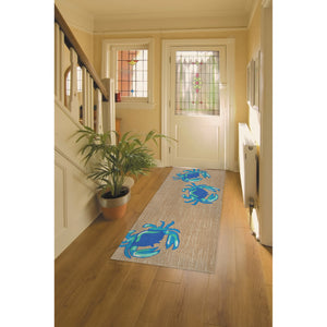Trans Ocean Liora Manne Frontporch Crabs Indoor/Outdoor Mat - Coastal Charm With Playful Design For Beach Lovers Blue Polyester,Acrylic Ftpr5140403